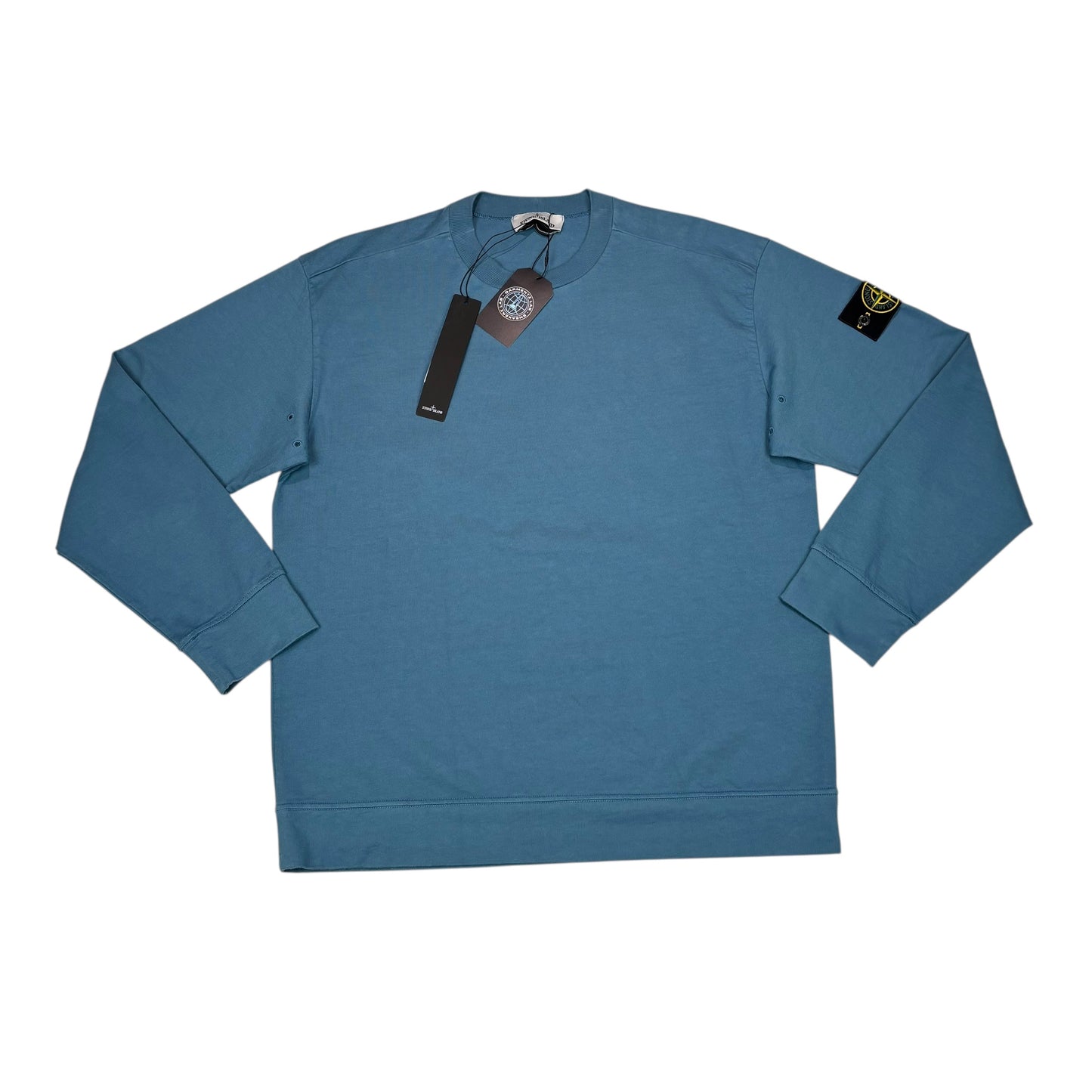 Stone Island Blue Compass-Patch lightweight Crewneck Jumper