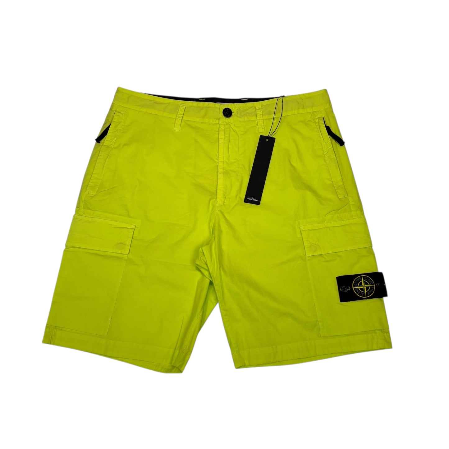 Stone Island Yellow Compass-Patch Cargo Shorts