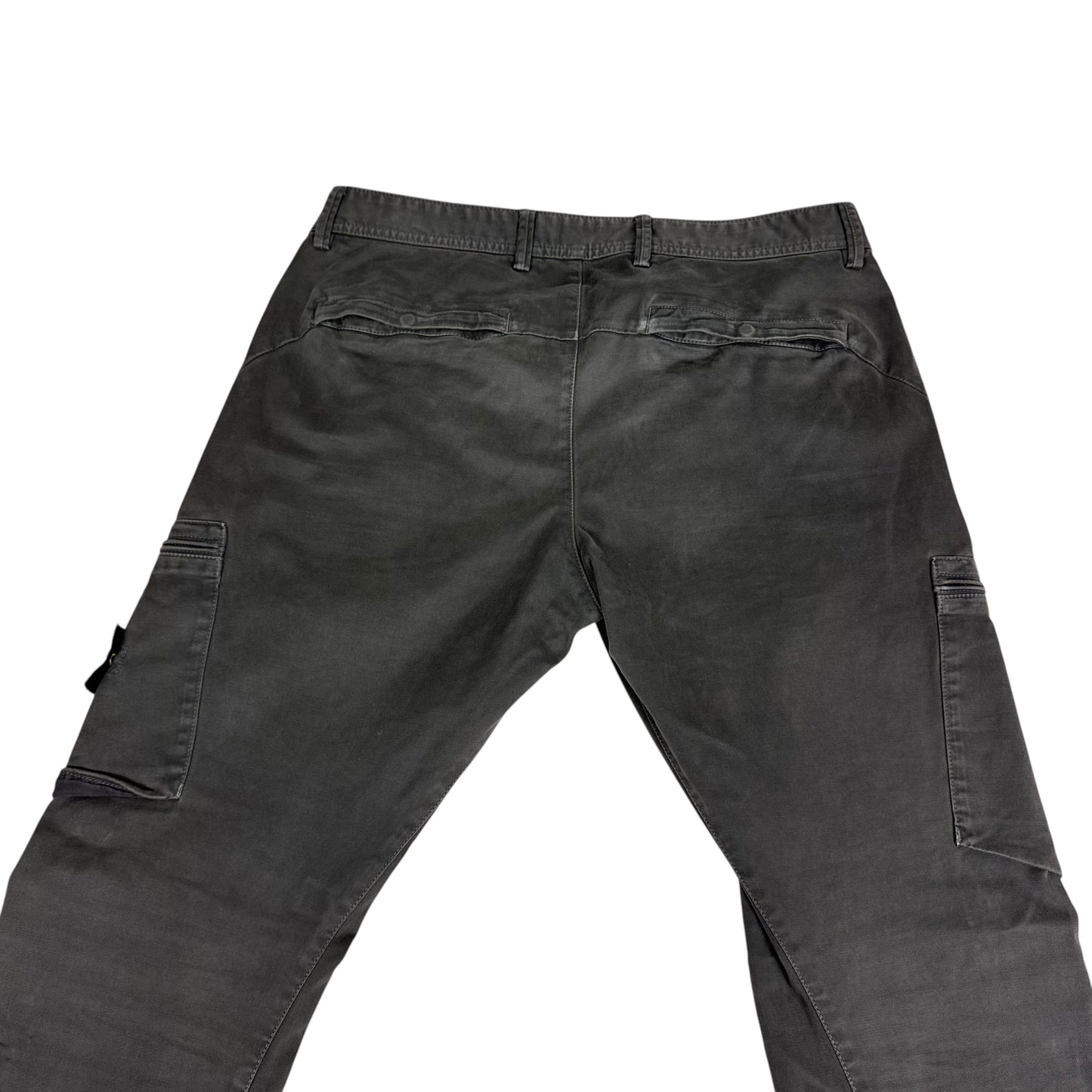 Stone Island Light Grey Zip Pocket Brushed Cotton Cargo Trousers