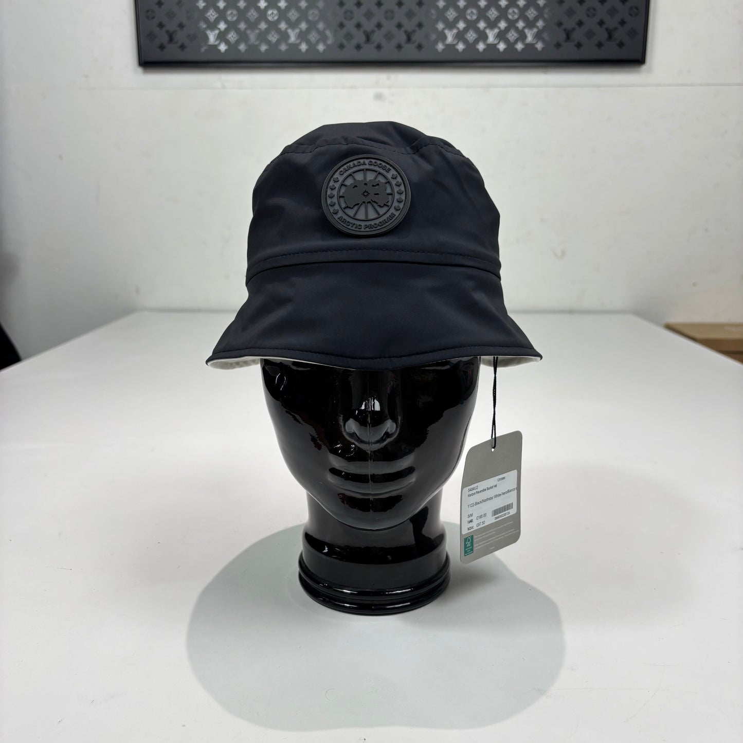 Canada Goose White and Black Reversible Bucket Hat