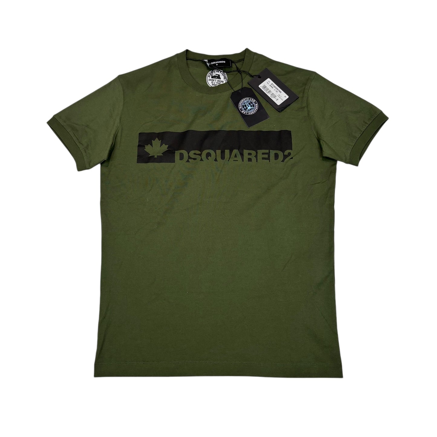 Dsquared2 Military Green Dan Fit Spell Out Logo Tshirt