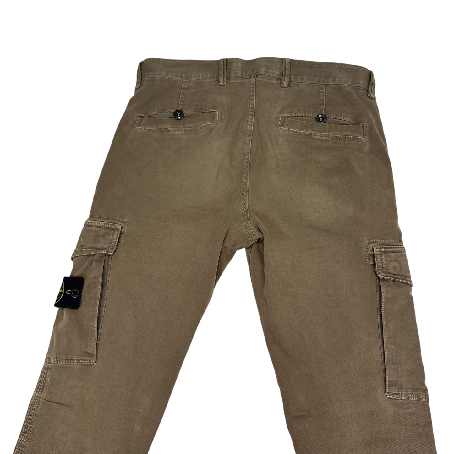 Stone Island Khaki Green Brushed Cotton Cargo Trousers