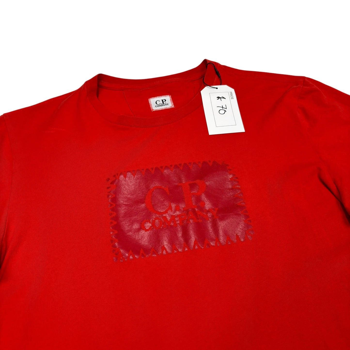 CP Company Lobster Orange Box Print Spell Out TShirt