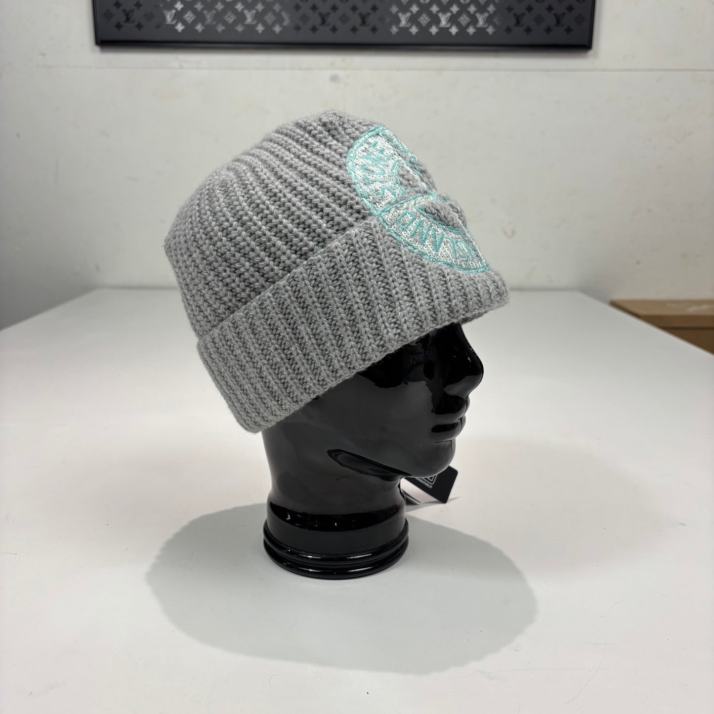 Stone Island Grey Logo Embroidery Beanie