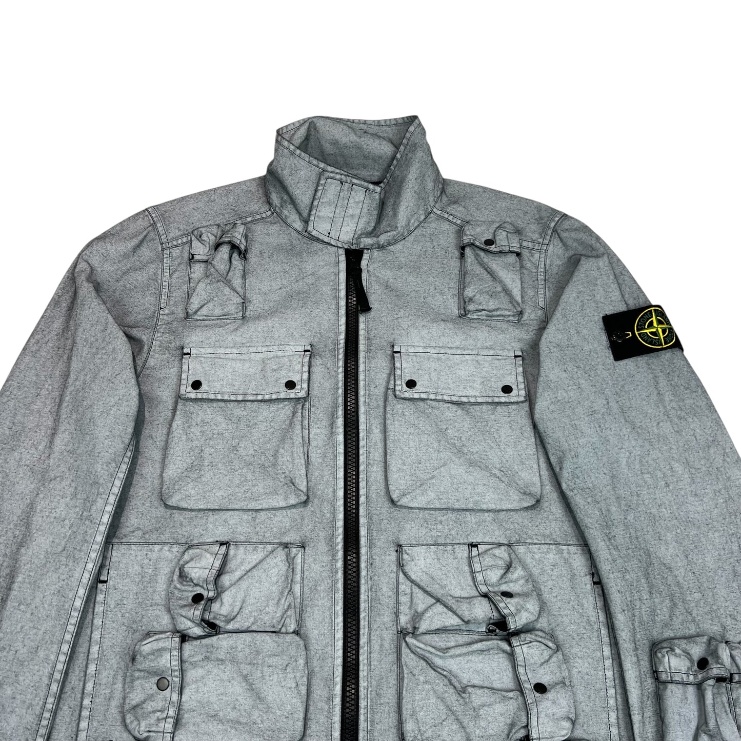 Stone Island Blue Canvas Placcato Pocket Jacket