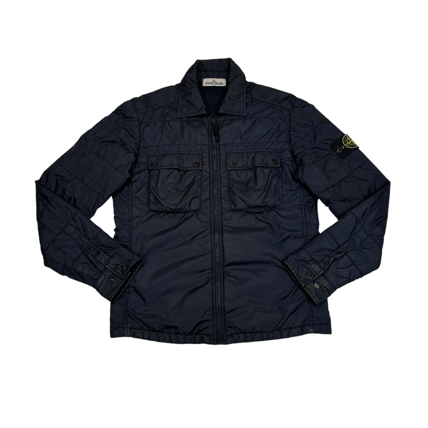 Stone Island Navy Blue Double Pocket Detail Compass Patch Jacket