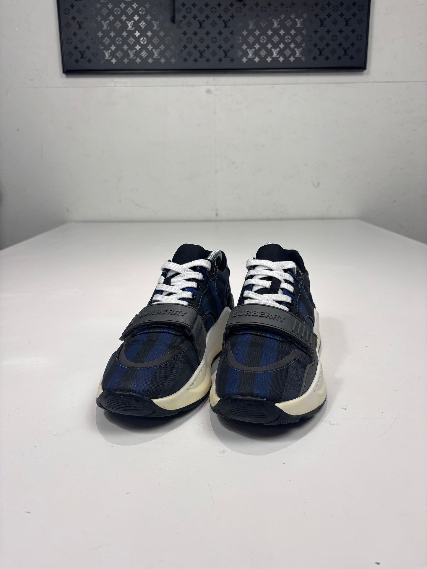 Burberry Royal Blue Checked Men’s Trainers