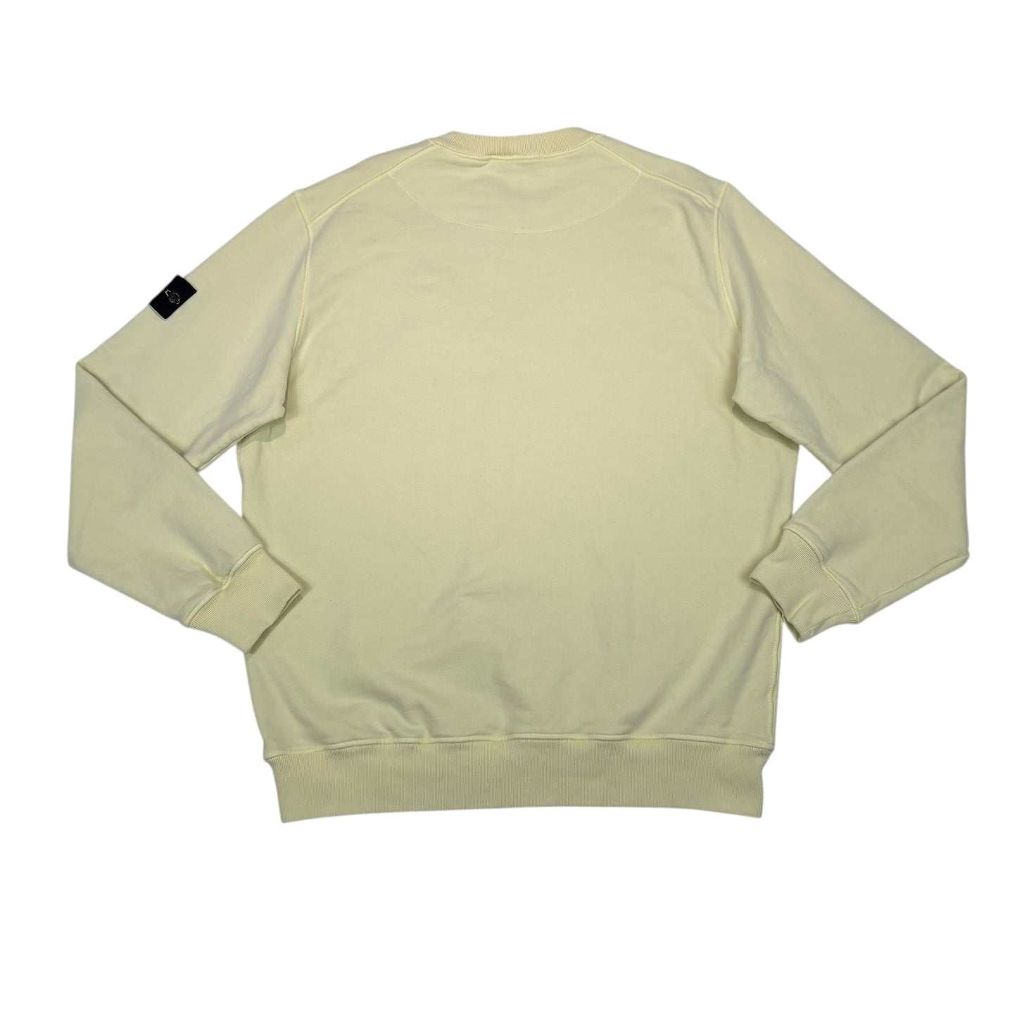 Stone Island Butter Yellow Compass-Patch Crew Neck Cotton Jumper