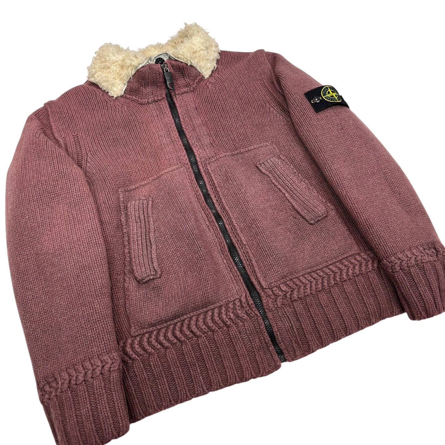 Stone Island Burgundy Fodera Staccabile Woollen Jacket