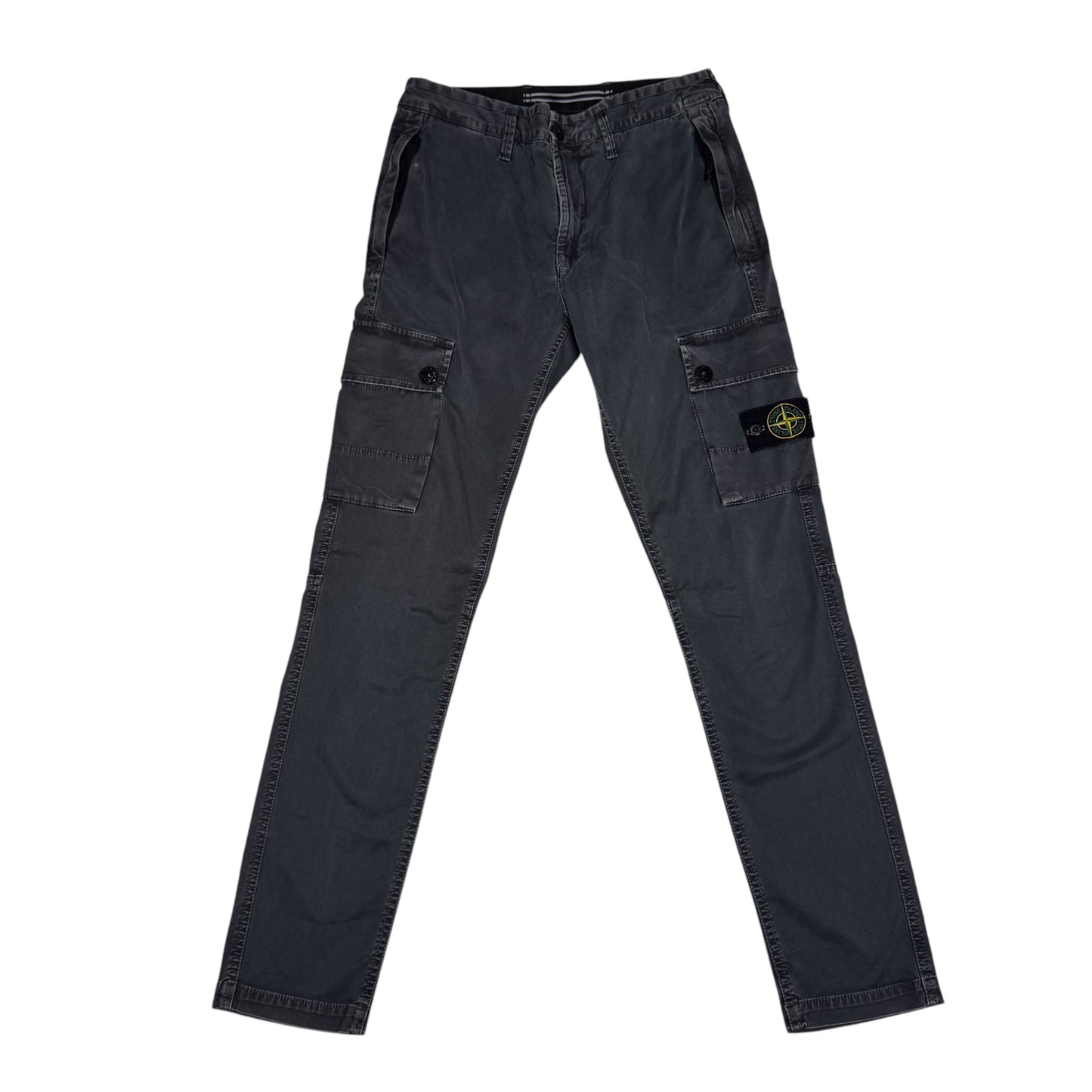 Stone Island Grey Compass-Patch Brushed Cotton Cargo Trousers