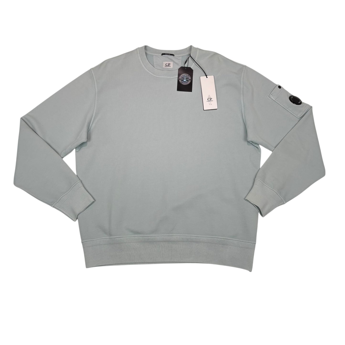 CP Company Light Blue Single Goggle Crewneck Jumper