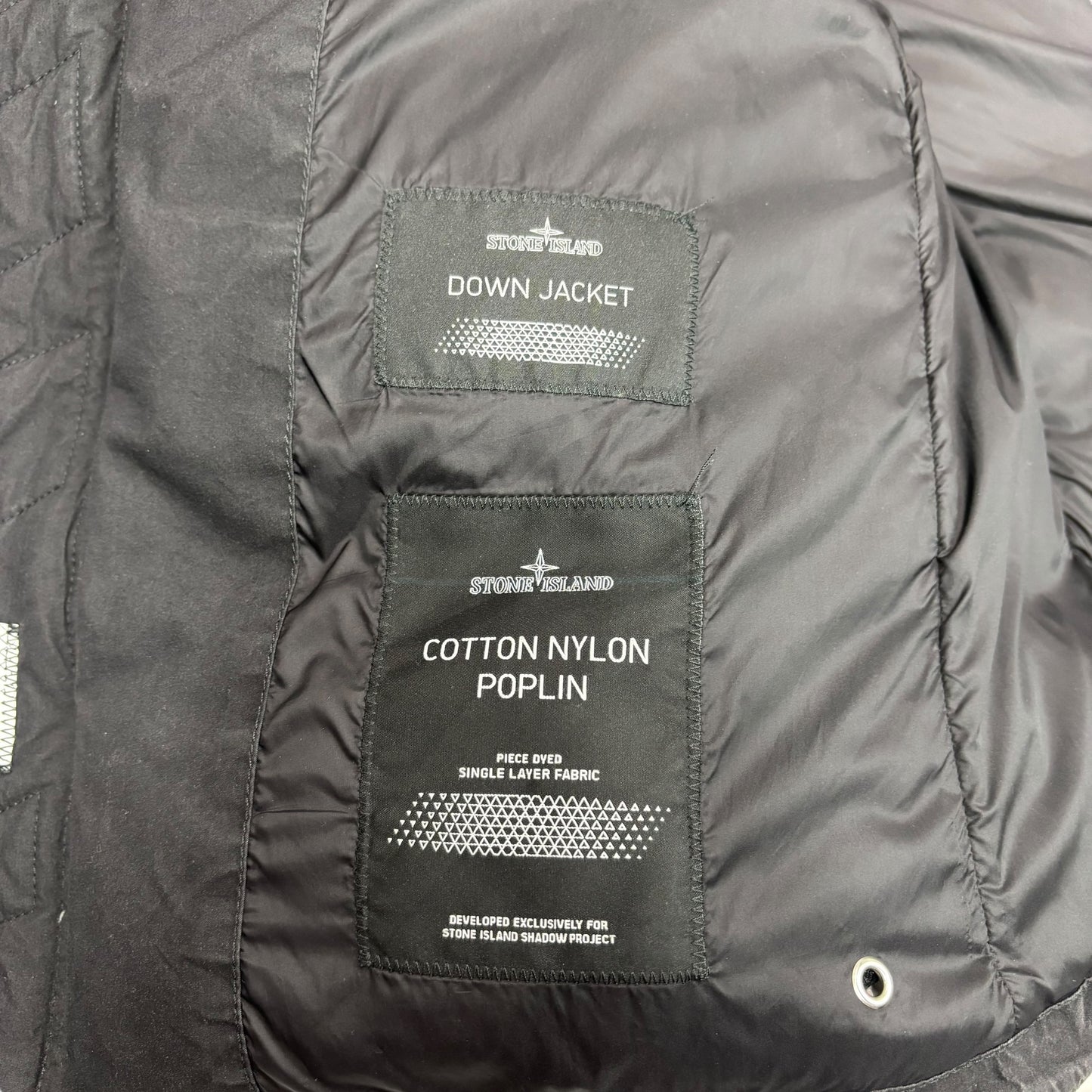 Stone Island Black Shadow Project Compass-Patch with Removable Arms Cotton Nylon Poplin Down Jacket