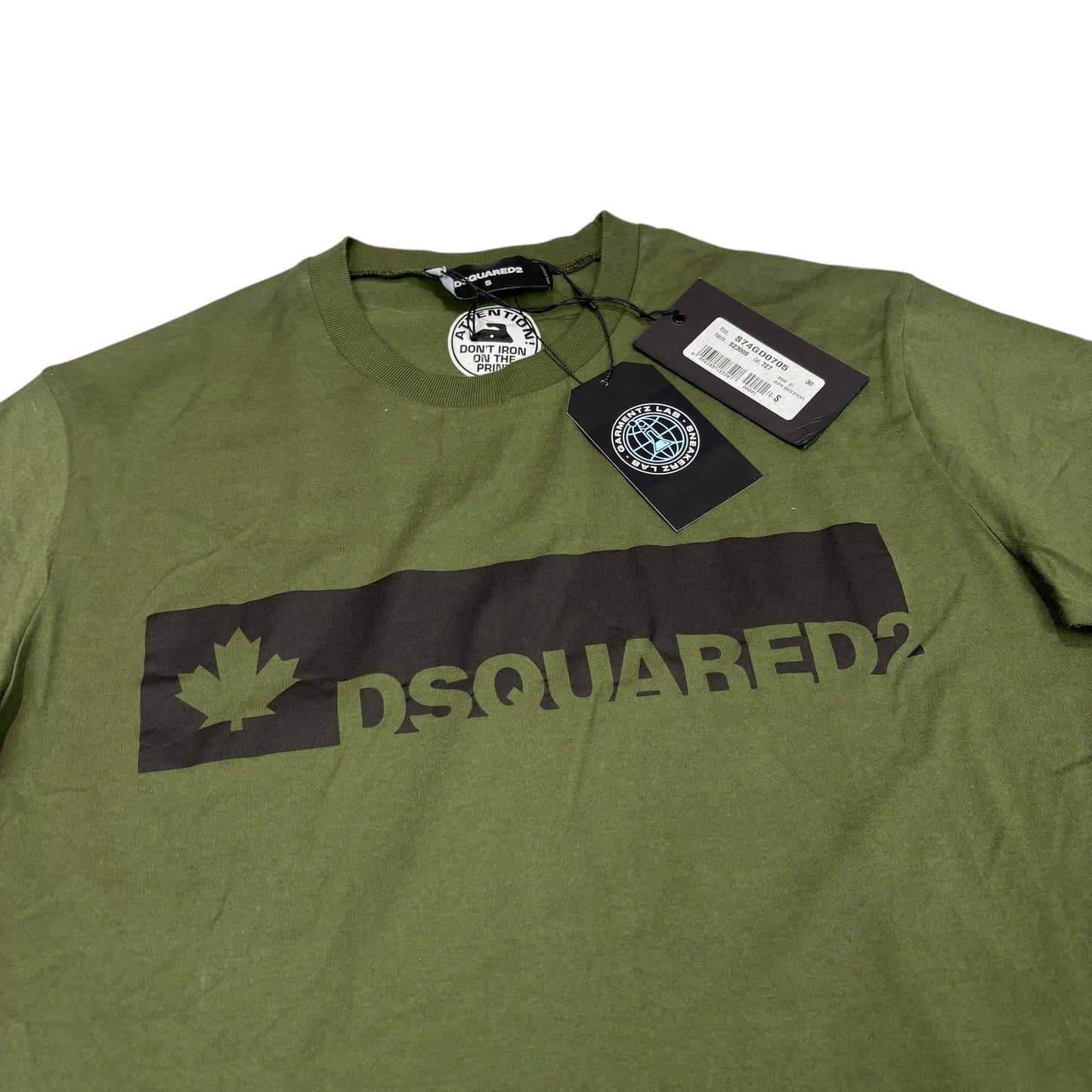 Dsquared2 Military Green Dan Fit Spell Out Logo Tshirt