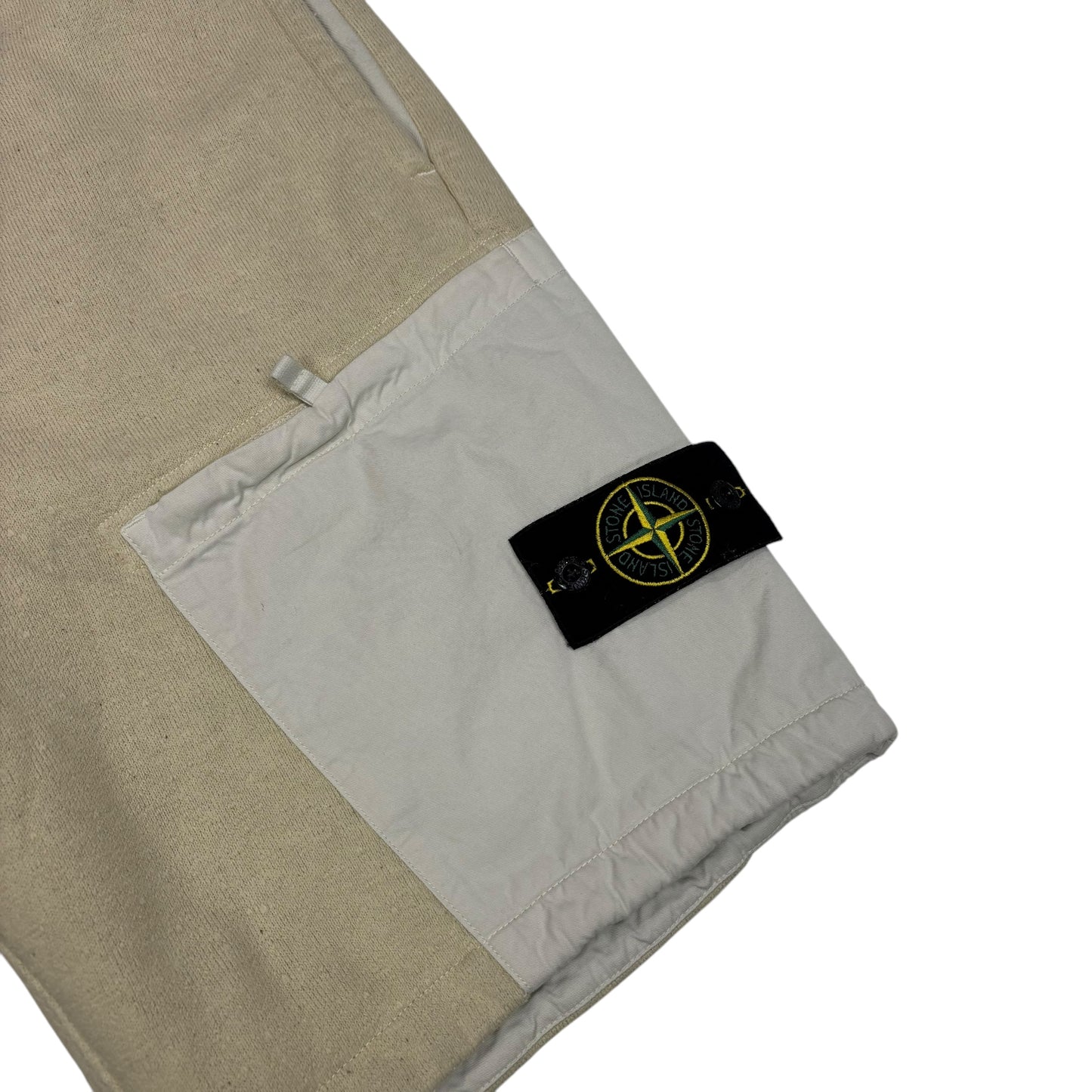 Stone Island Lime Green Cotton Fleece Compass-Patch Heavyweight Shorts