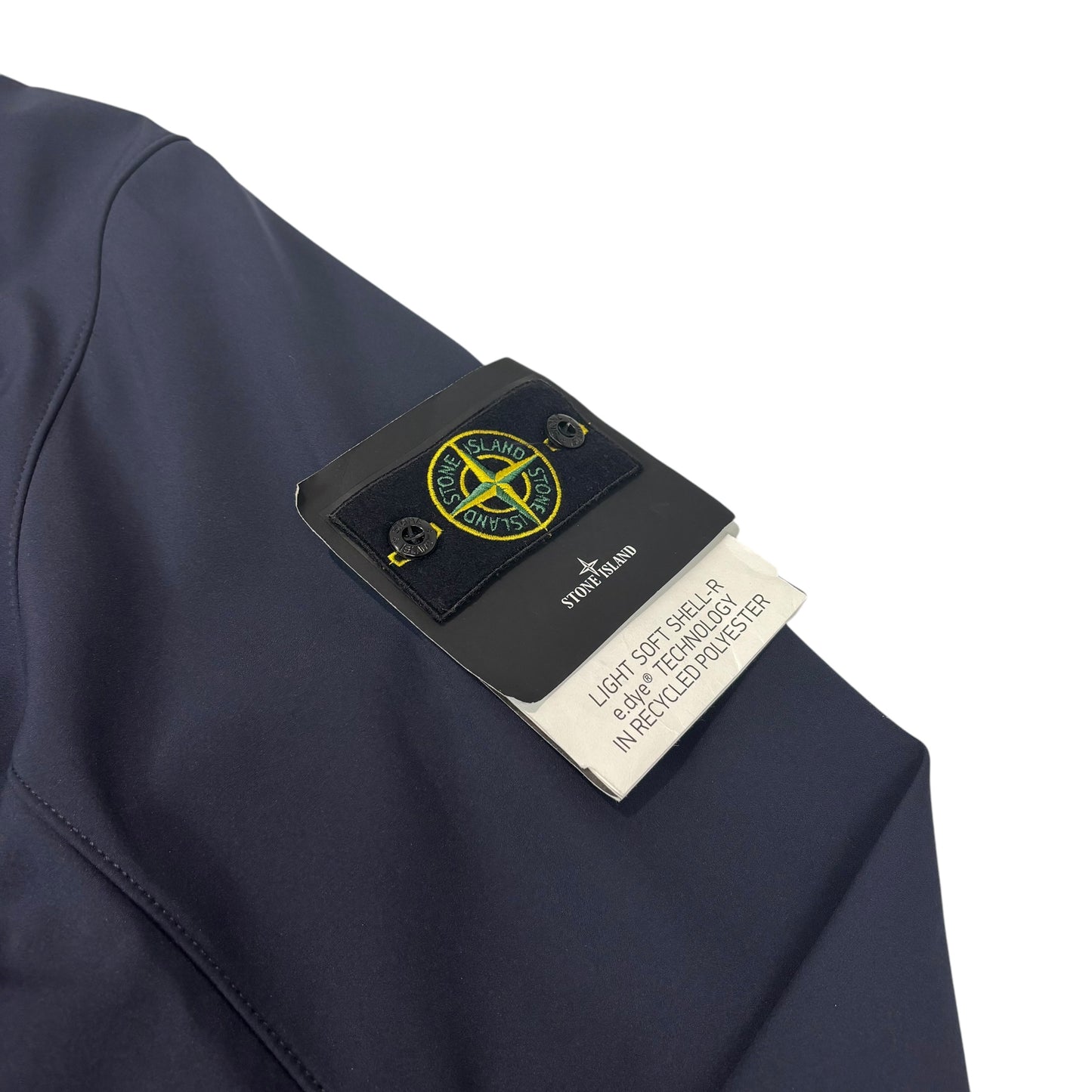 Stone Island Navy Blue Light Soft Shell e.dye Technology in Recycled Polyester with Hidden Hood Jacket