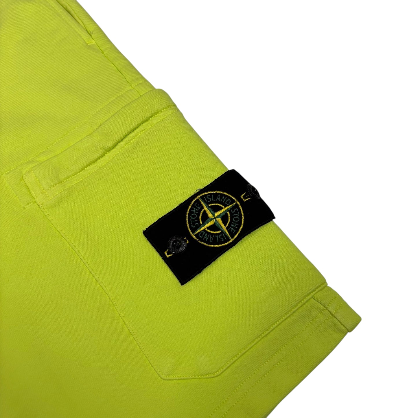 Stone Island Yellow Cotton Compass-Patch Shorts