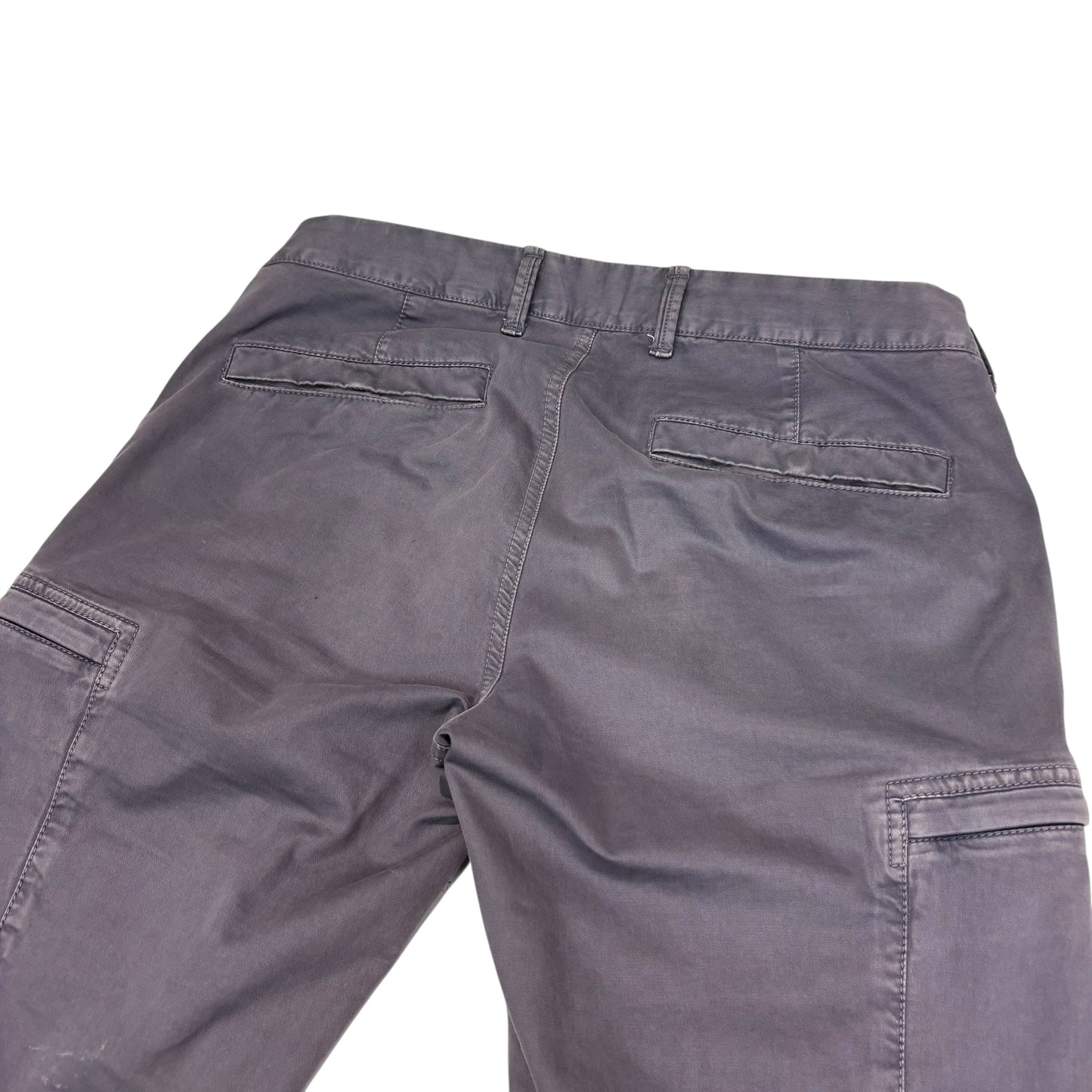 Stone Island Stone Grey Zip-Pocket Brushed Cotton Cargo Trousers