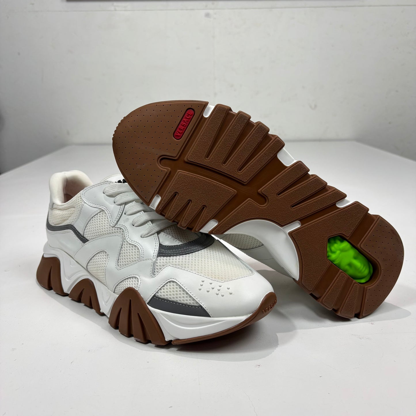 Versace White Leather with Netting Mensa Trainers