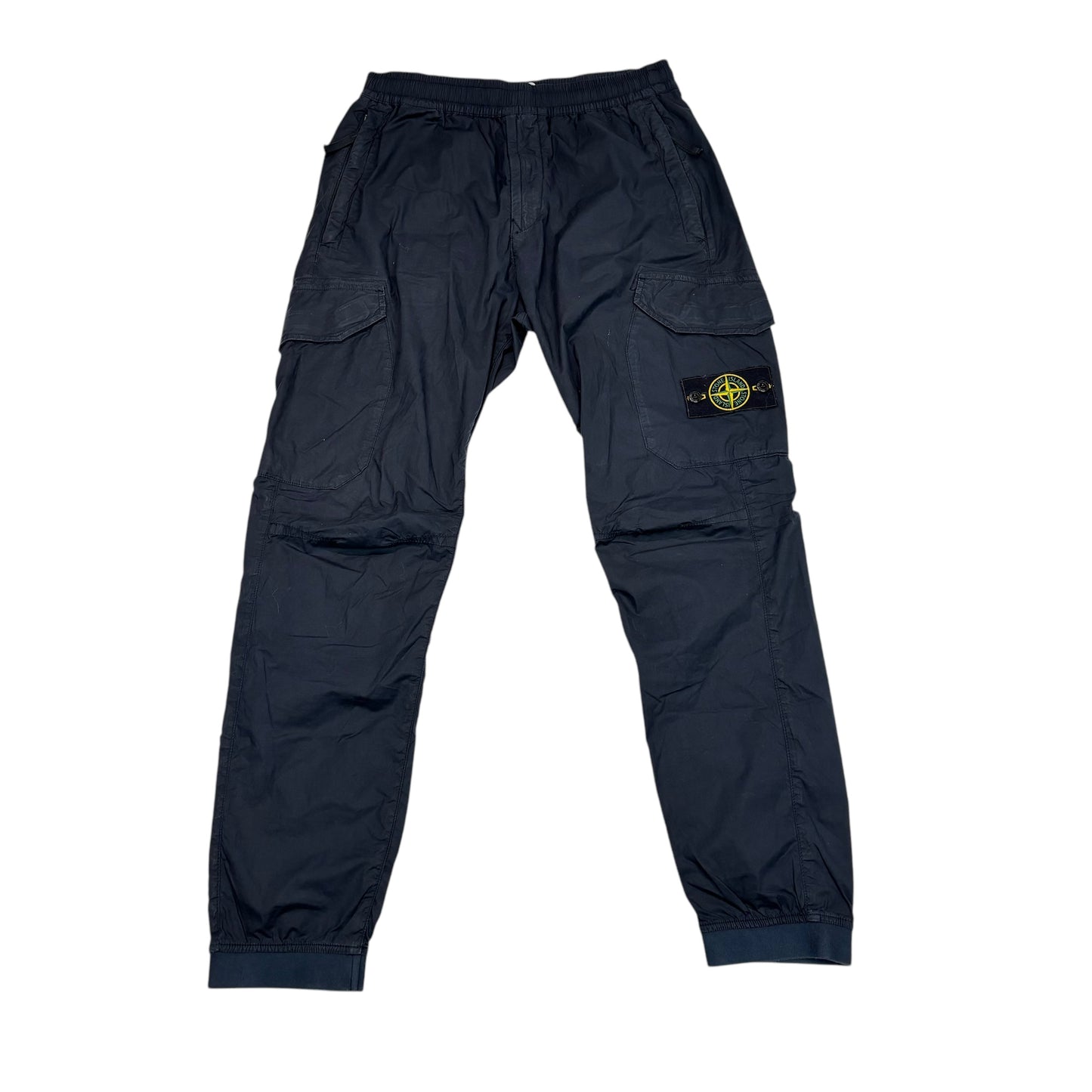 Stone Island Navy Blue Paracadute Compass-Logo Cargo Trousers