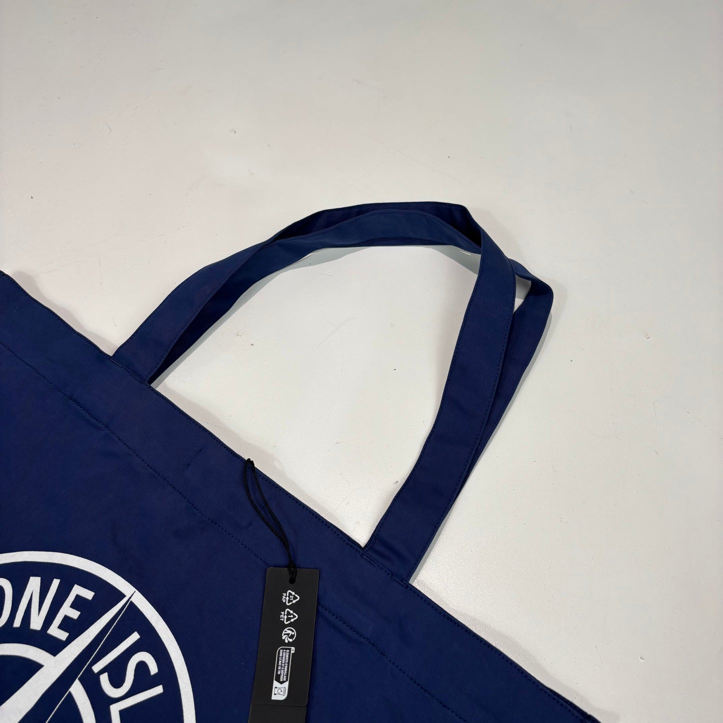 Stone Island Navy Blue Logo-Print Tote Bag