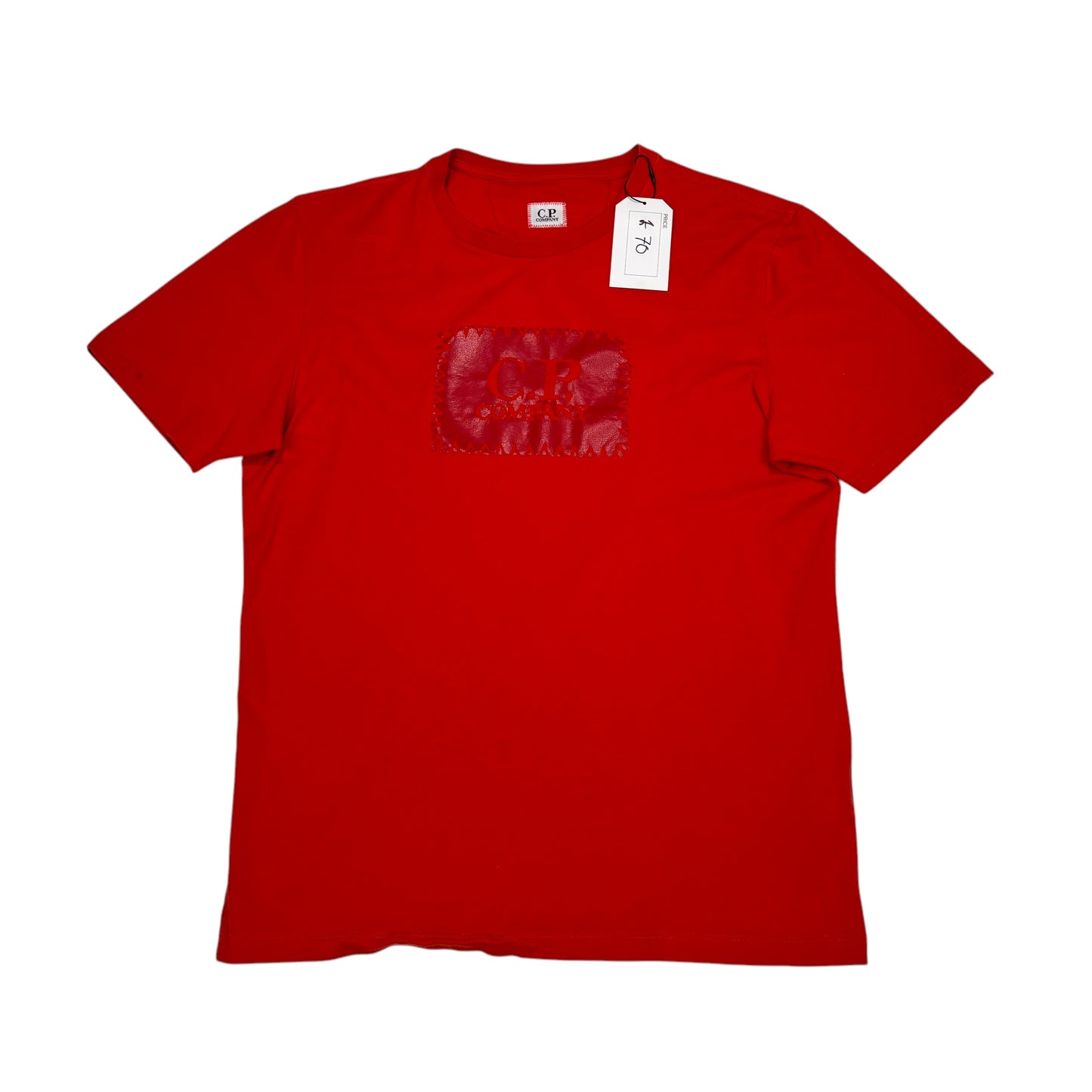 CP Company Lobster Orange Box Print Spell Out TShirt