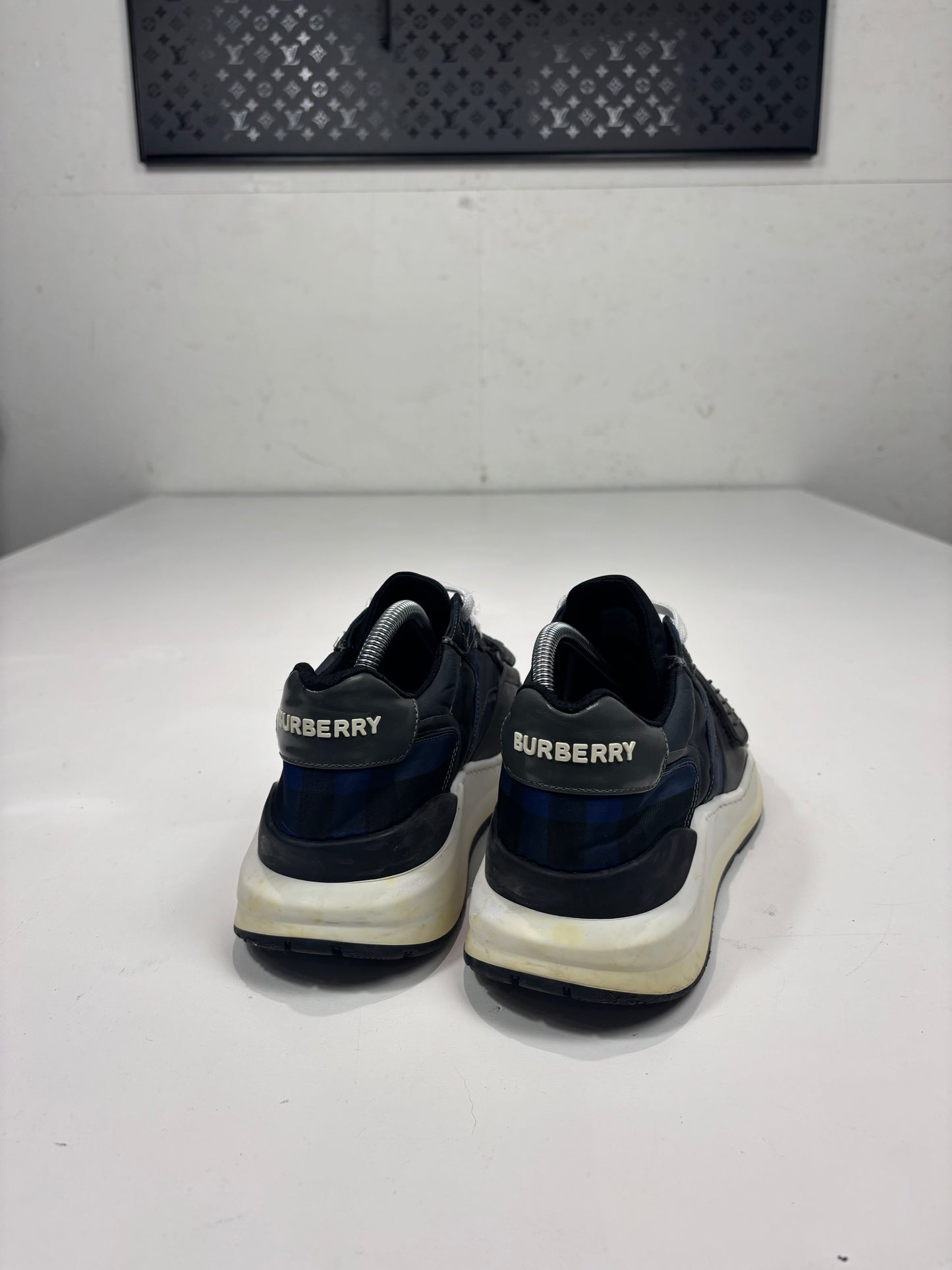 Burberry Royal Blue Checked Men’s Trainers