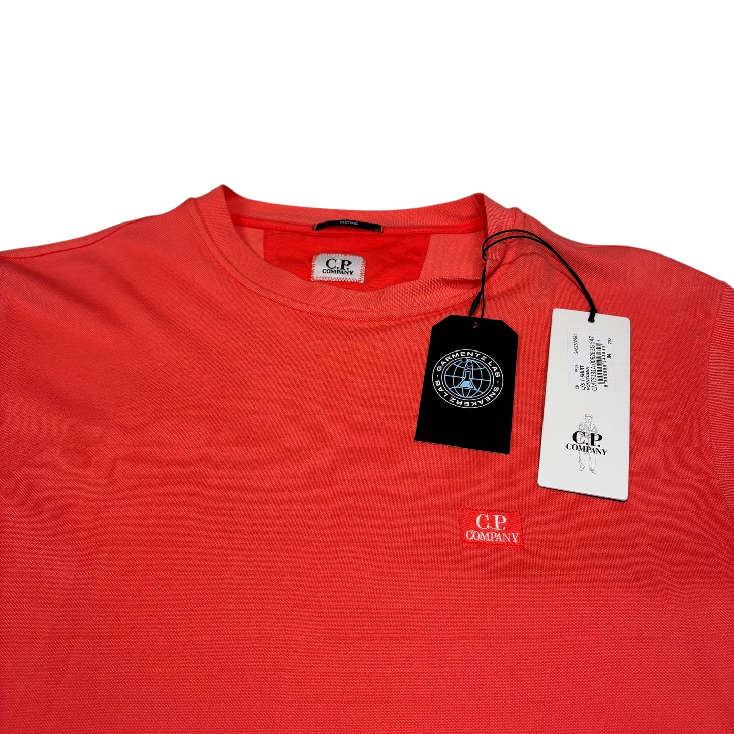 Cp Company Orange Long Sleeve Box Logo Tshirt