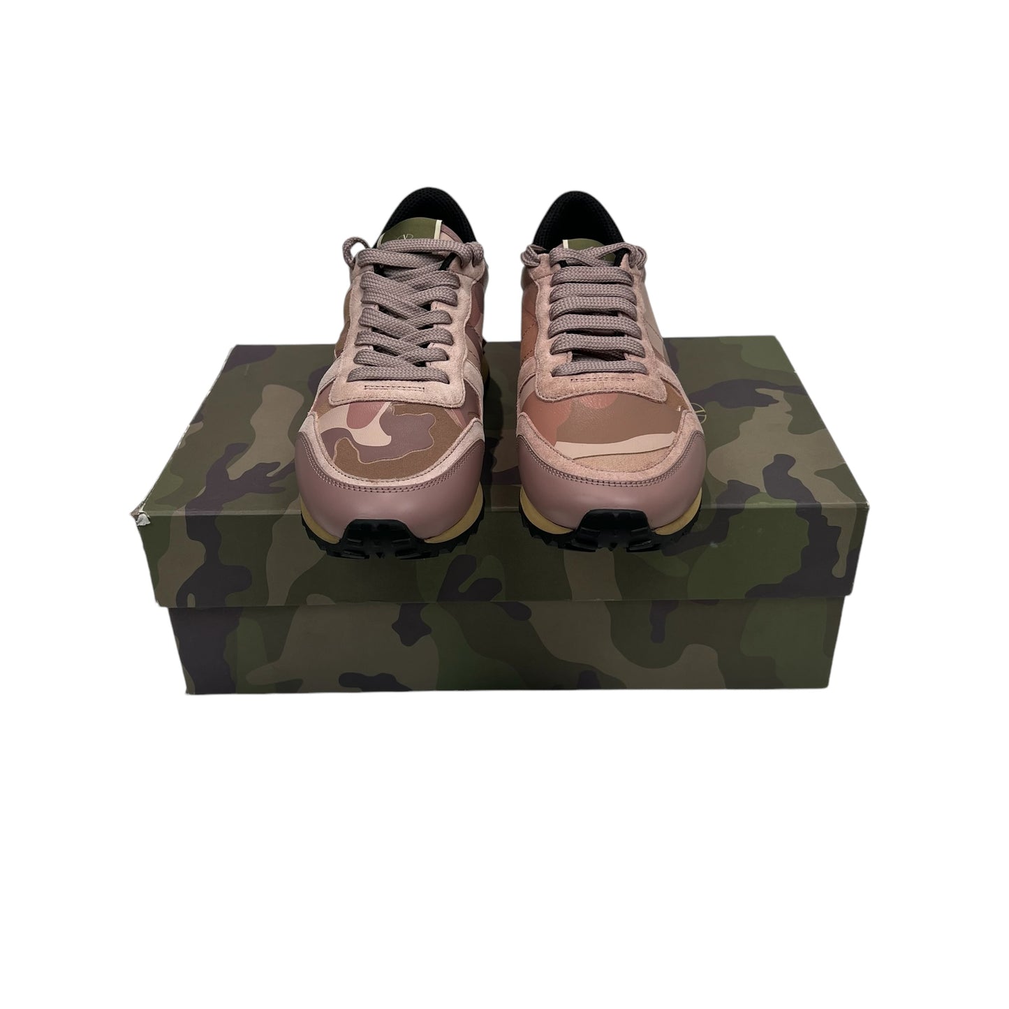 Valentino Pink Camouflage Rockrunner Suede Trainers