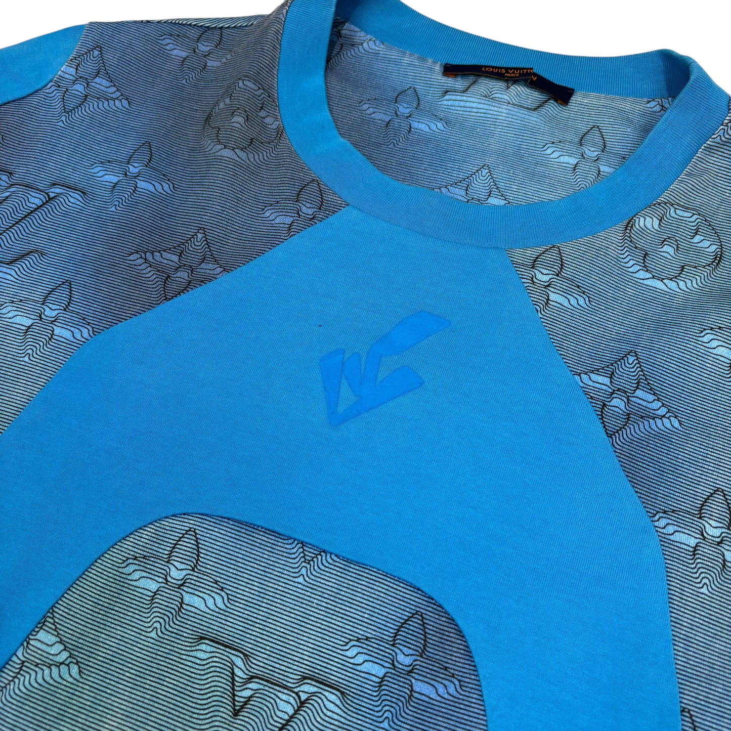 Louis Vuitton Blue Distorted Logo Tshirt