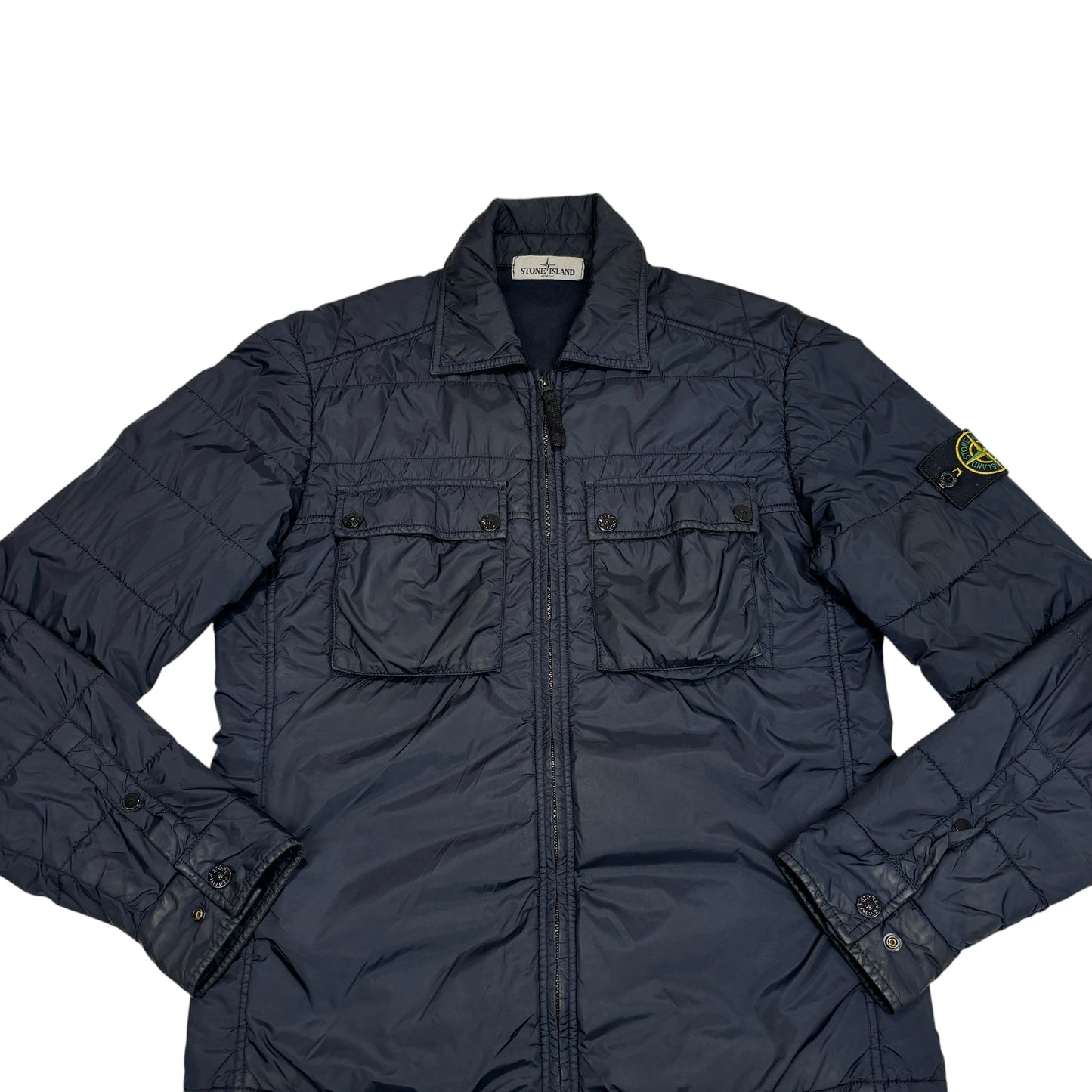 Stone Island Navy Blue Double Pocket Detail Compass Patch Jacket