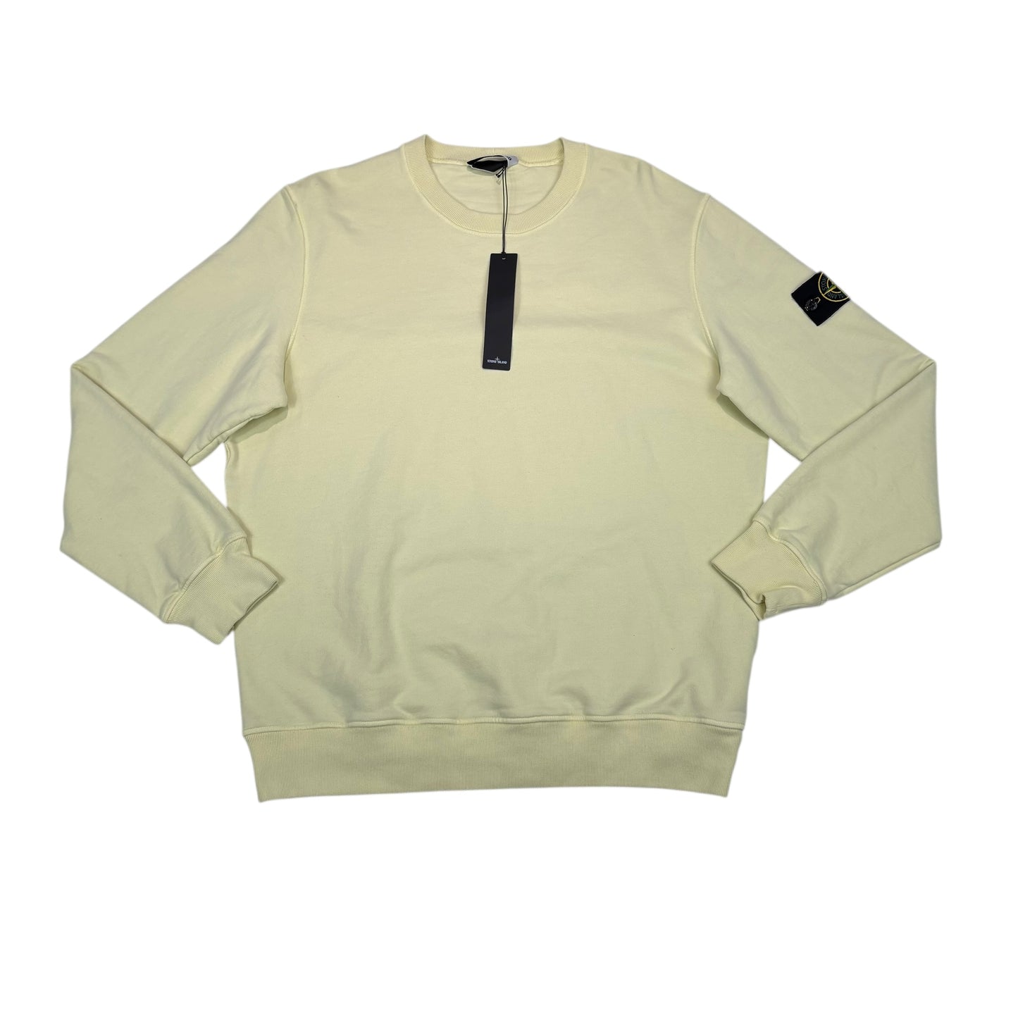 Stone Island Butter Yellow Compass-Patch Crew Neck Cotton Jumper