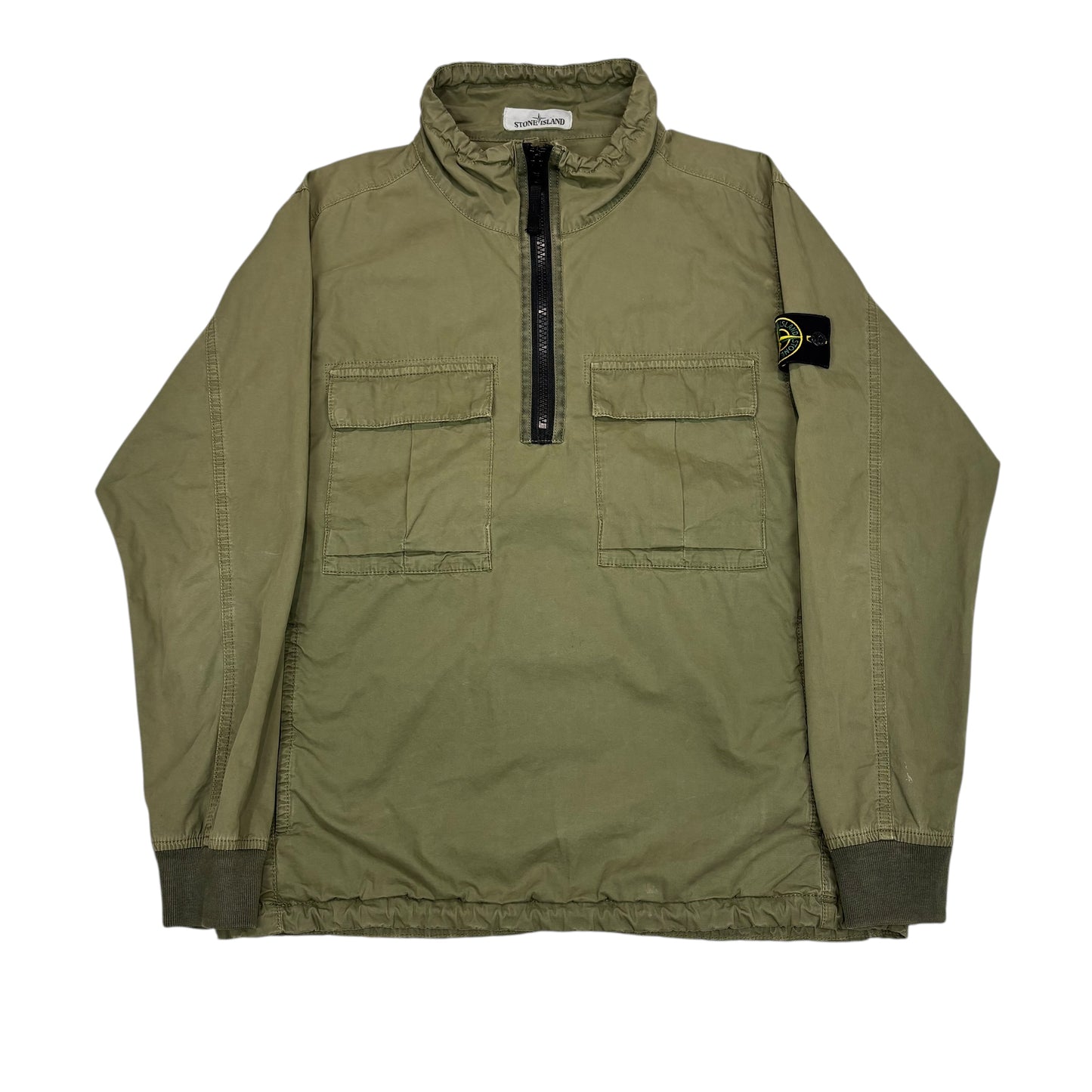 Stone Island Green Quarter Zip Compass-patch Pull Over Smock Jacket
