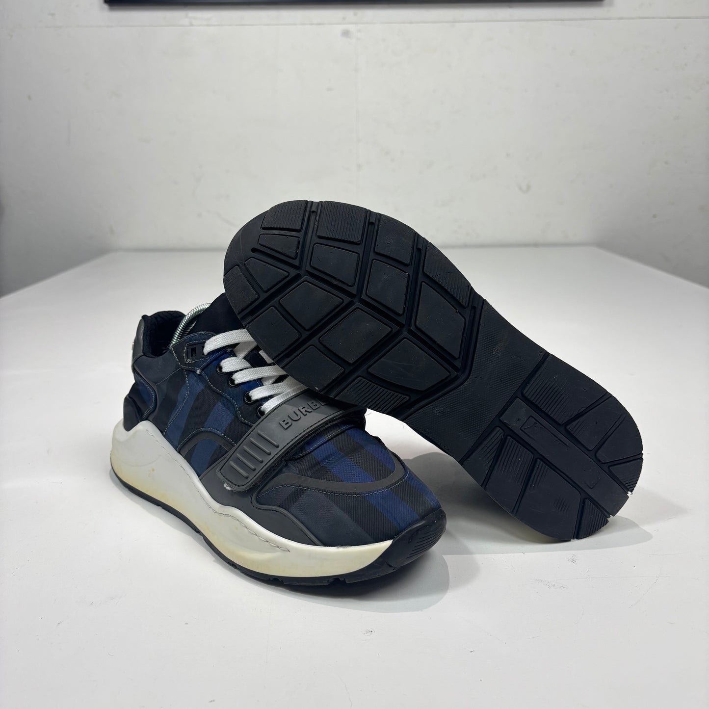 Burberry Royal Blue Checked Men’s Trainers