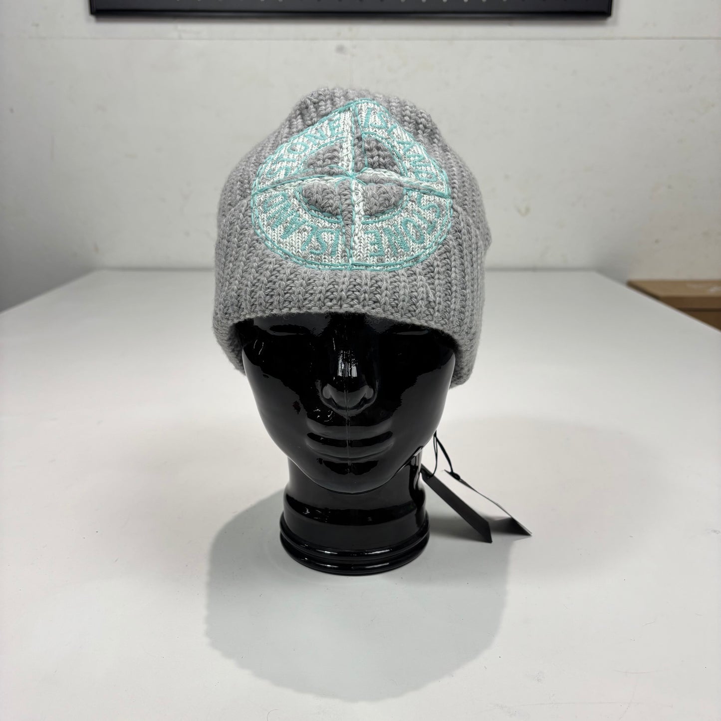 Stone Island Grey Logo Embroidery Beanie