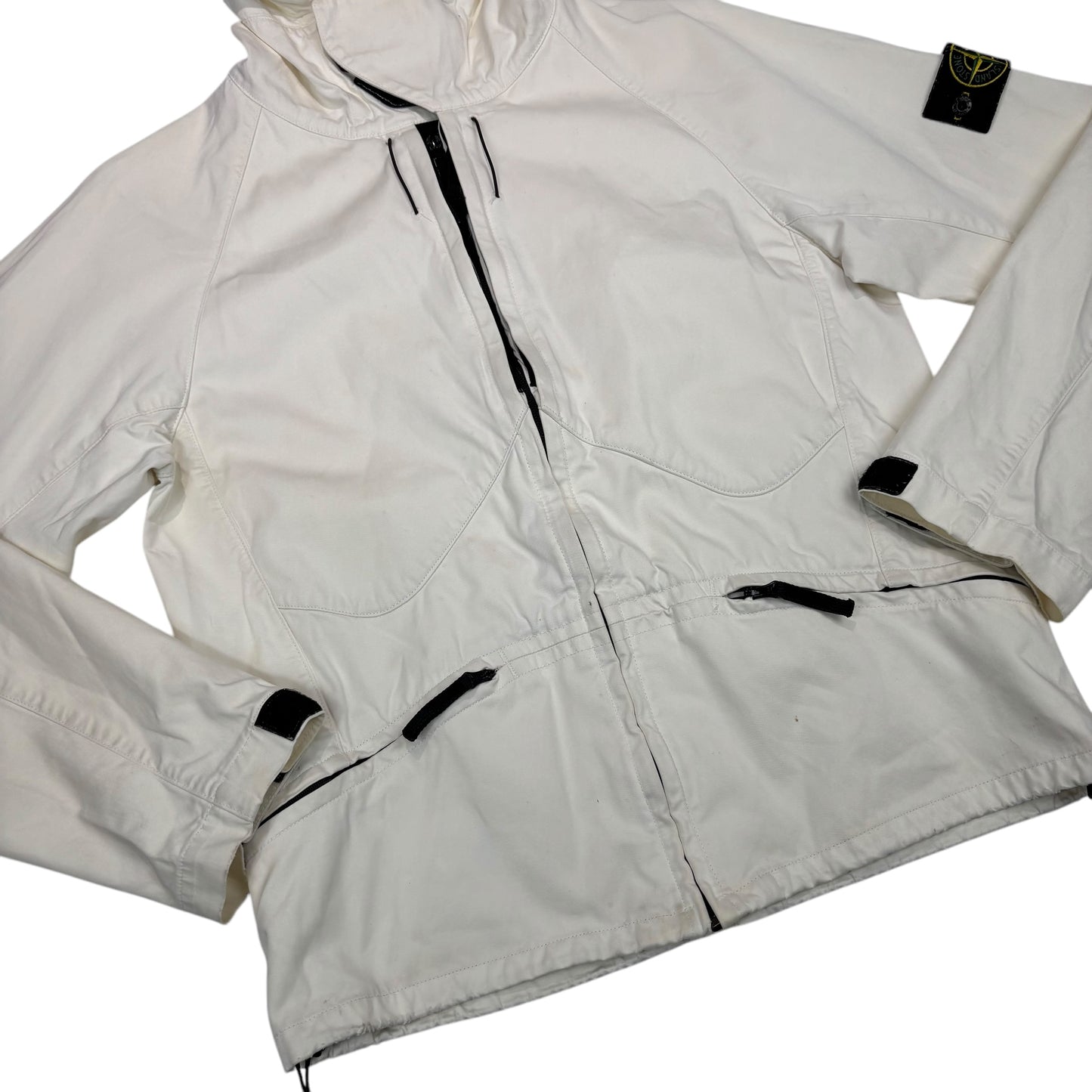 Stone Island White Multi Pocket Compass-Patch Jacket