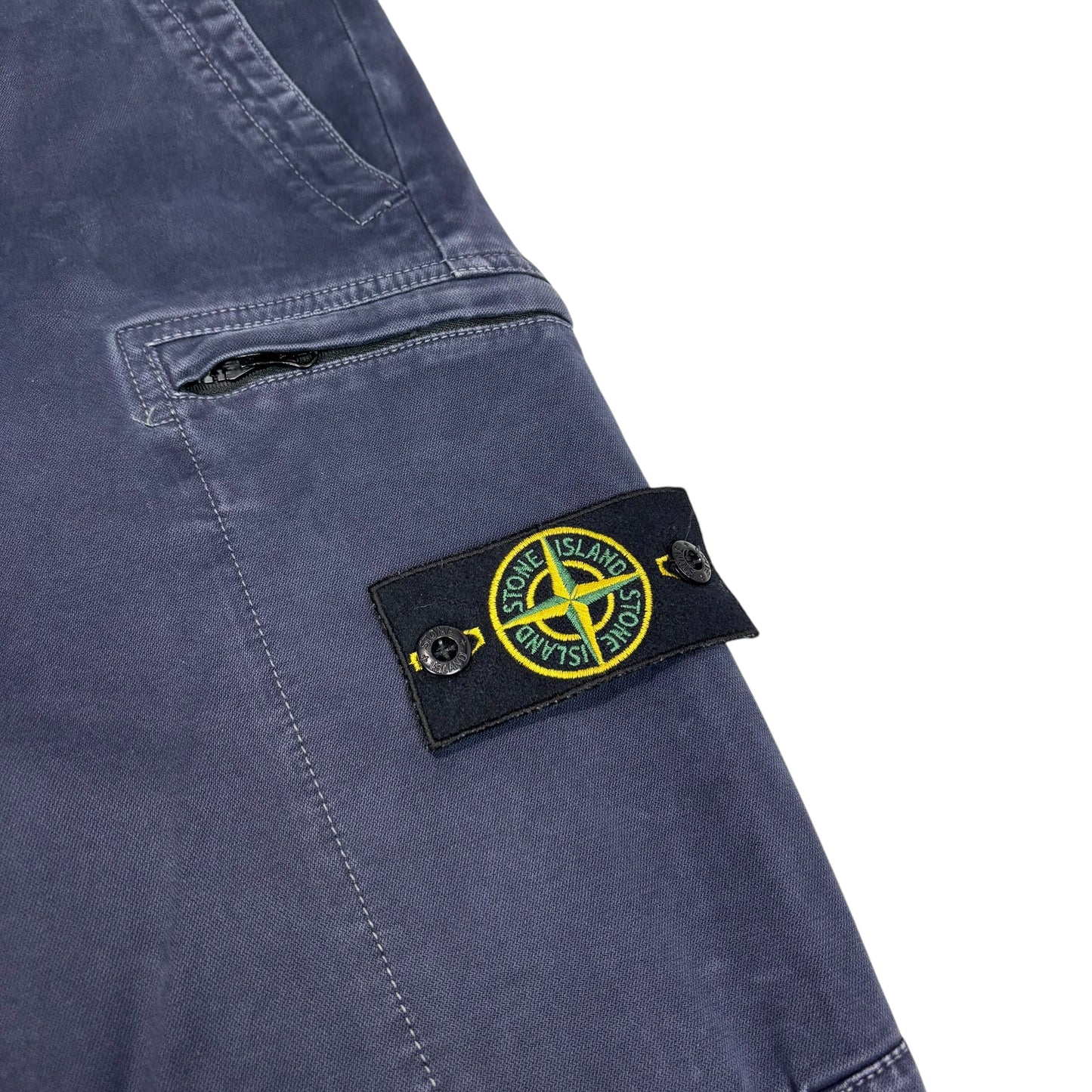 Stone Island Navy Blue Zip-Pockets Brushed Cotton Cargo Trousers
