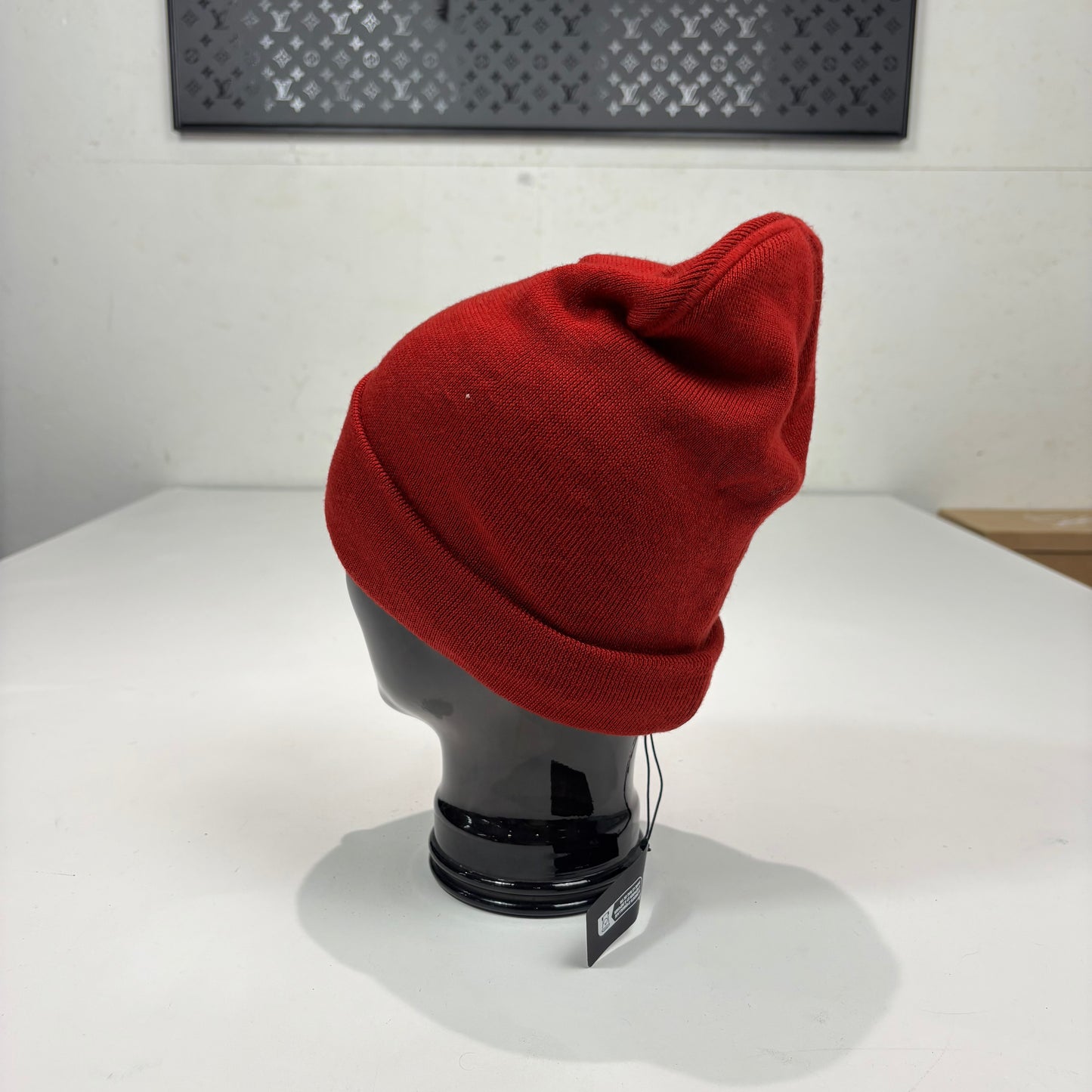 Stone Island Red Patch Logo beanie