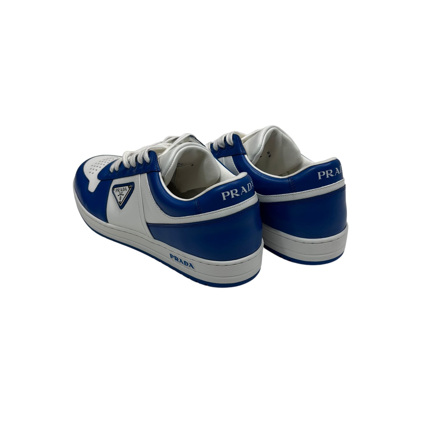 Prada Blue Metal Patch Logo Low Trainers