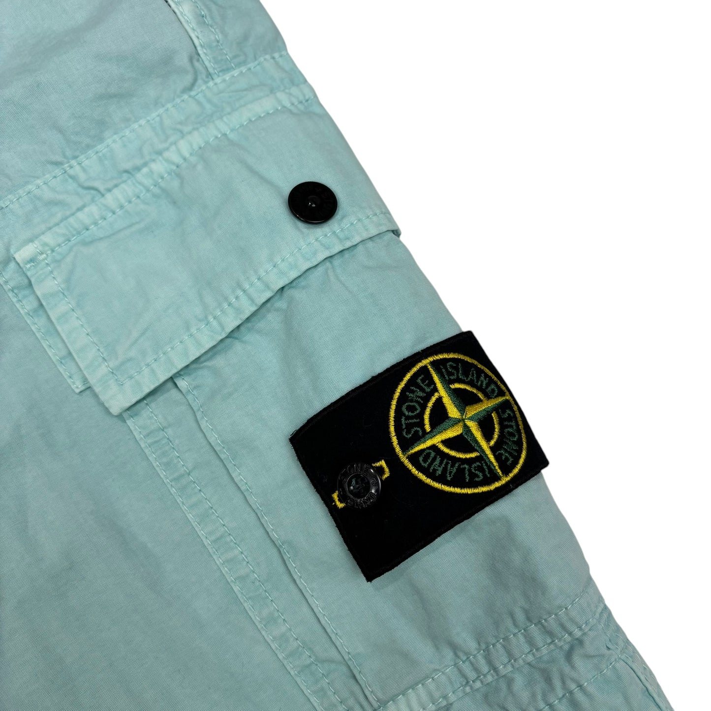 Stone Island Ice Blue Brushed Cotton Compass-Patch Cargo Shorts