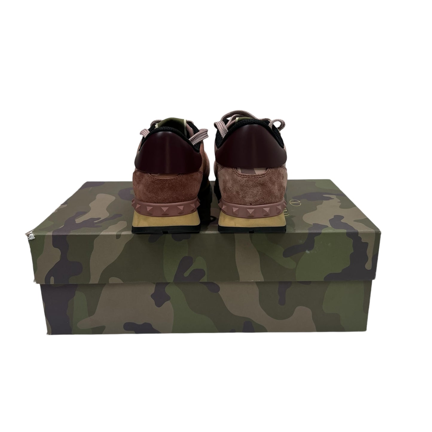 Valentino Pink Camouflage Rockrunner Suede Trainers