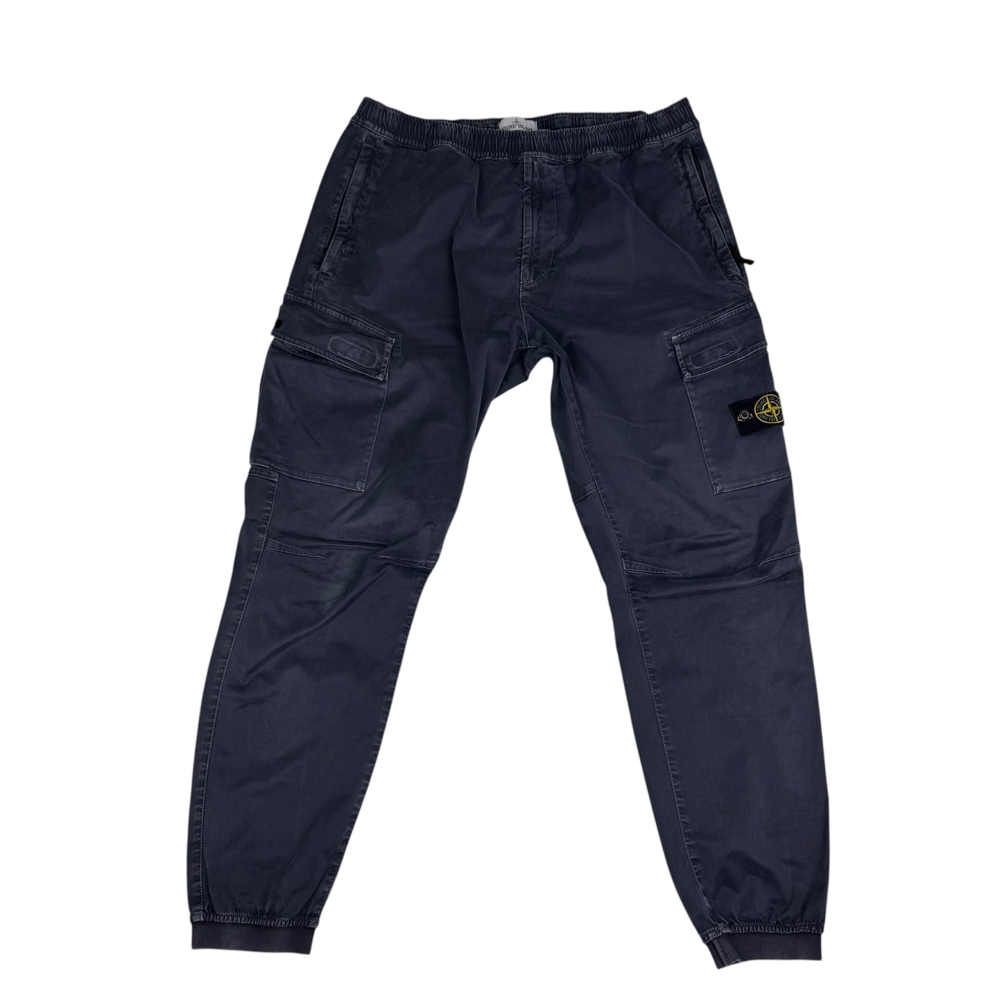 Stone Island Navy Blu Compass-Patch Tapered Cargo Trousers