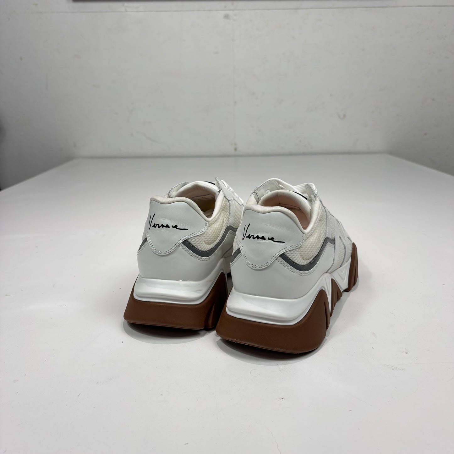 Versace White Leather with Netting Mensa Trainers