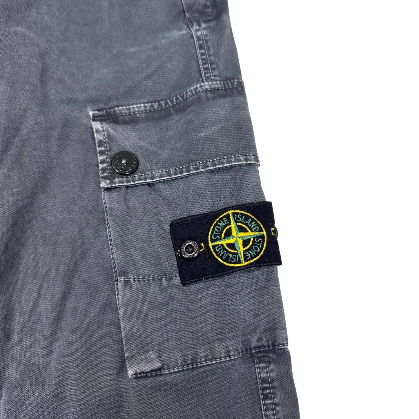 Stone Island Grey Compass-Patch Brushed Cotton Cargo Trousers
