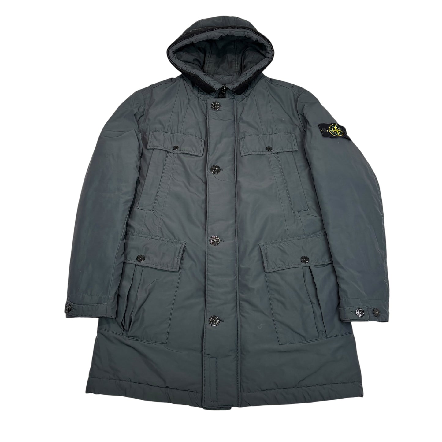 Stone Island Stone Grey Micro Reps with Primaloft Insulation Technology Hood Spell Put Jacket