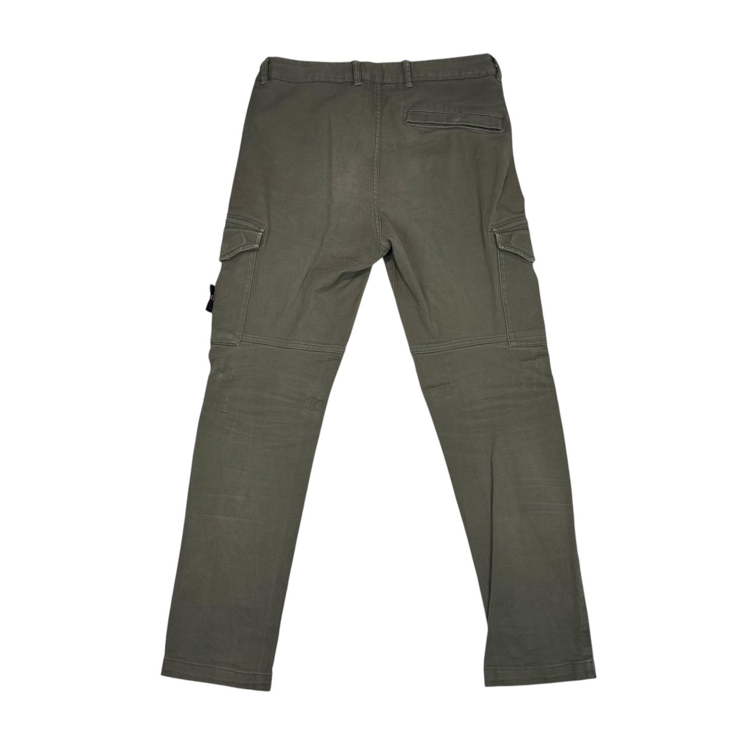 Stone Island Green Diagonal Cotton Compass-Patch Cargo Trousers