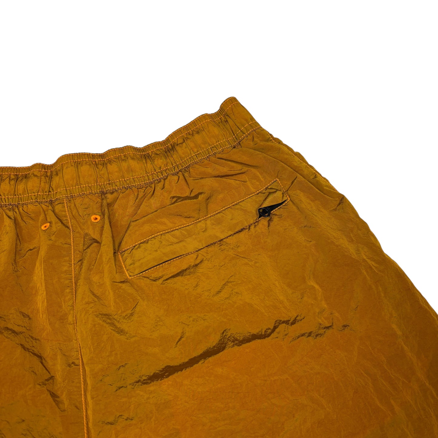 Stone Island Orange Nylon Metal Patch Logo Long Swim Shorts