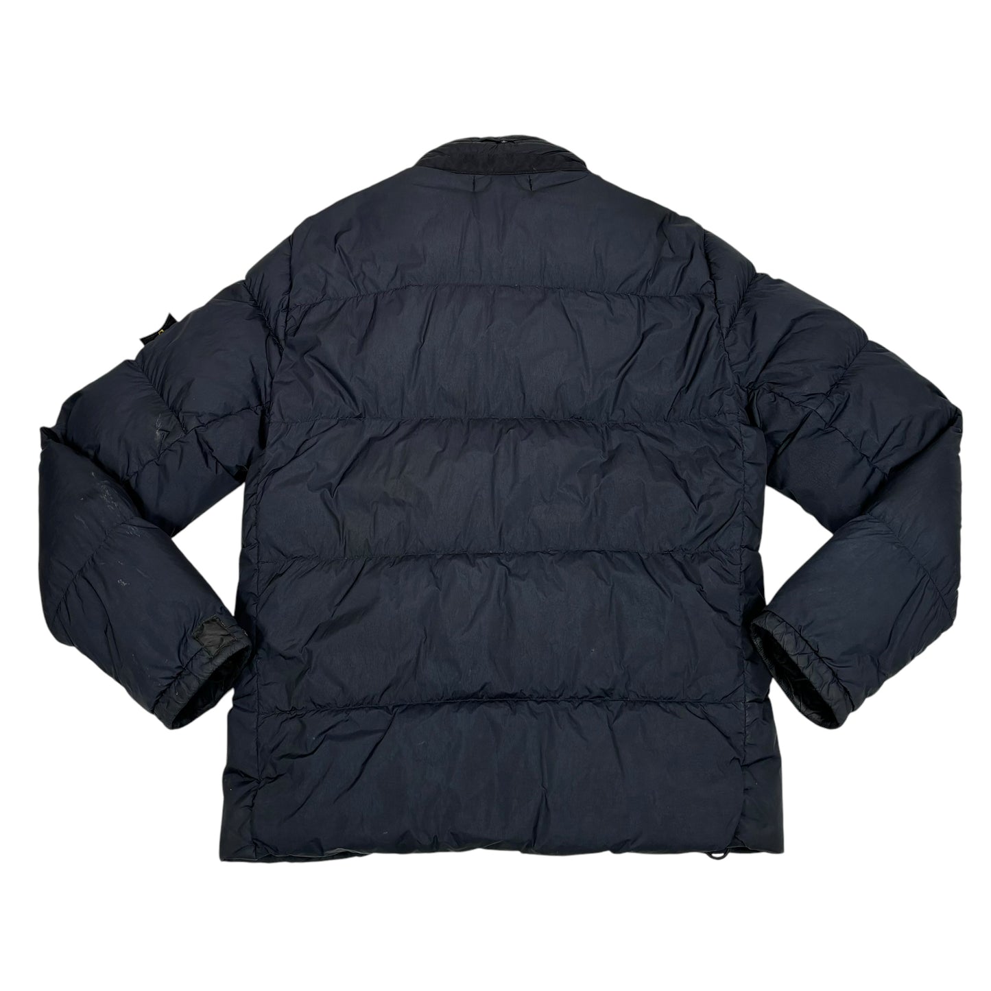 Stone Island Navy Blue Garment Dyed Crinkle Reps NY Down With Hidden Hood coat