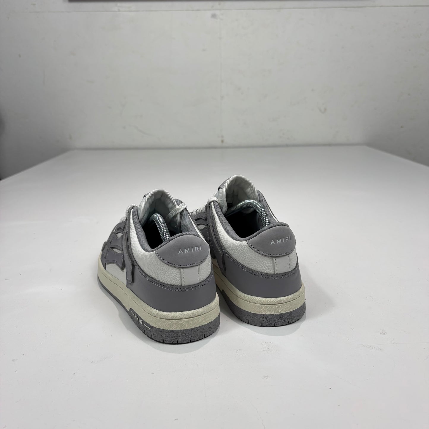 Amiri Light Grey and White Skeleton Top Low Trainers