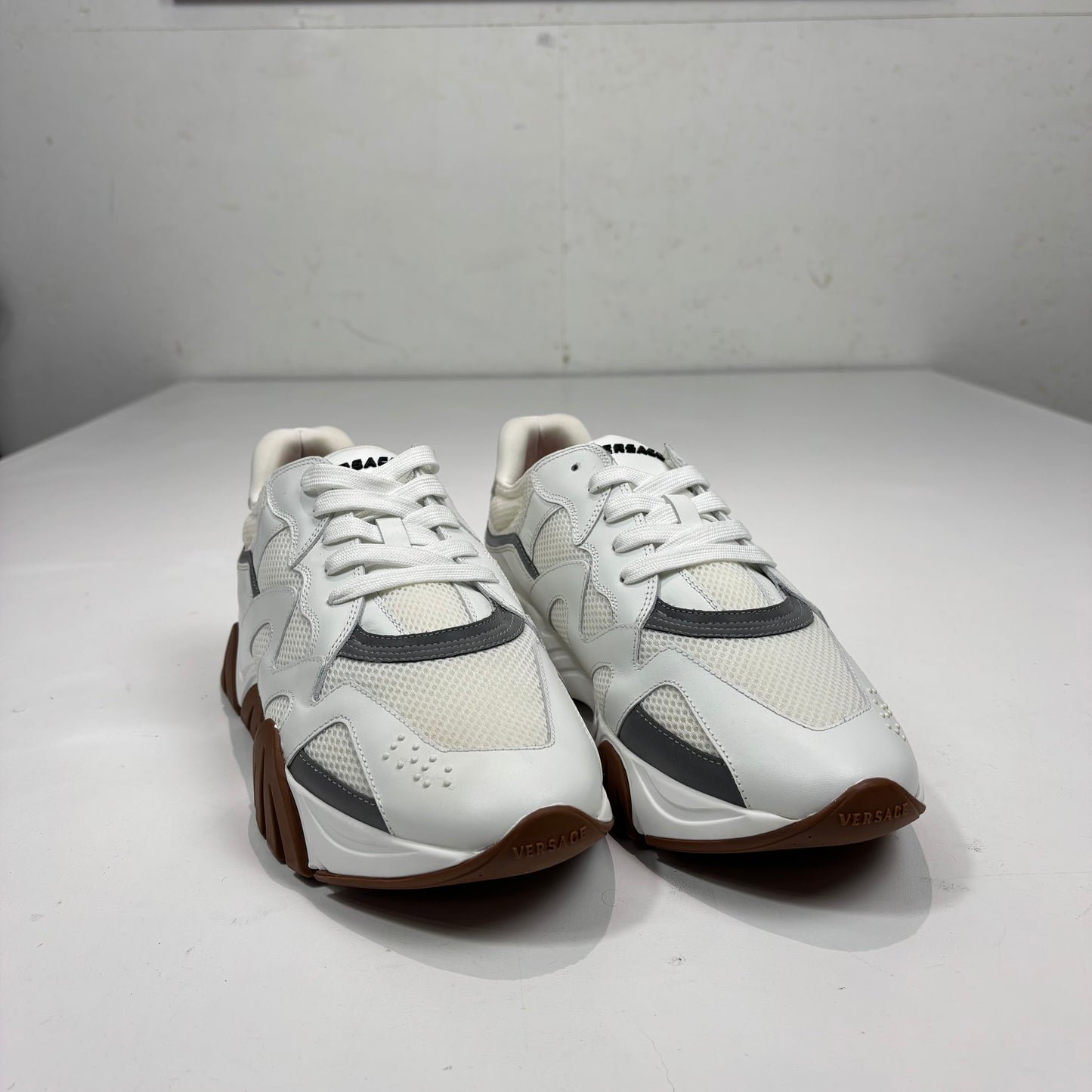 Versace White Leather with Netting Mensa Trainers