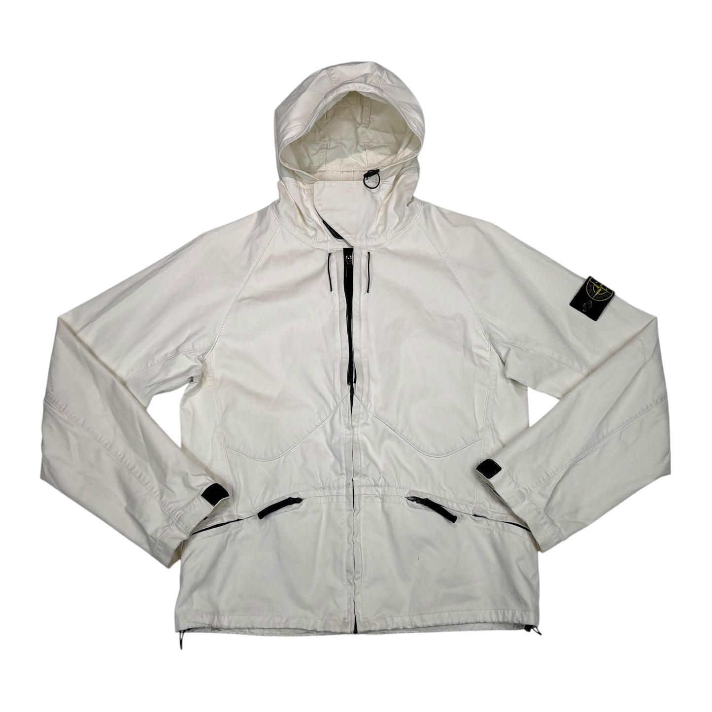 Stone Island White Multi Pocket Compass-Patch Jacket